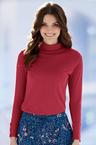 Bamboo Cotton Roll Collar Top