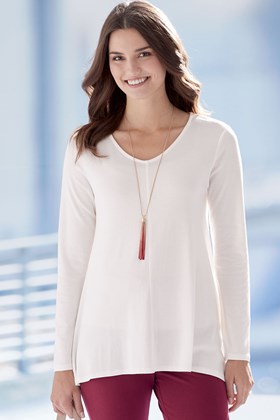 Women’s Bamboo-Cotton Long Sleeve Flare Top