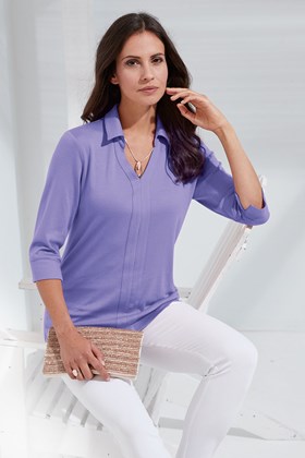 Women's Bamboo-Cotton Collar Top