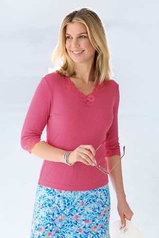 Bamboo-Cotton Lacy Top