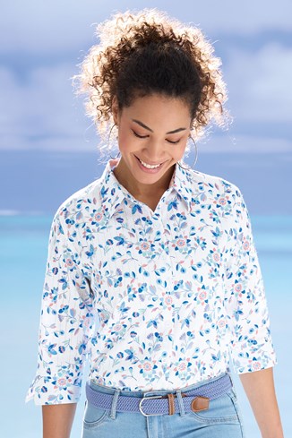 Women's Summer Cotton Print Blouse