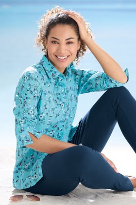 Women's Summer Cotton Print Blouse