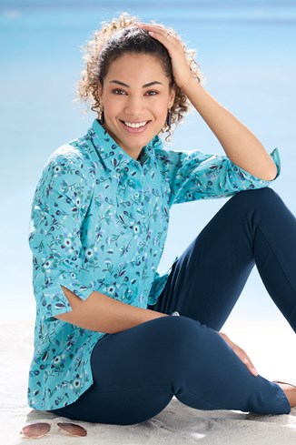 Women's Summer Cotton Print Blouse