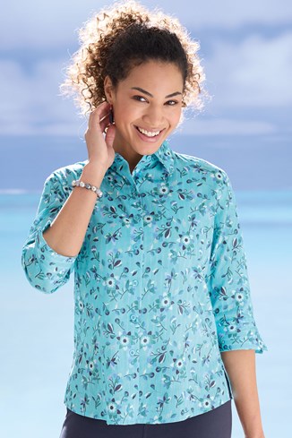 Women's Summer Cotton Print Blouse
