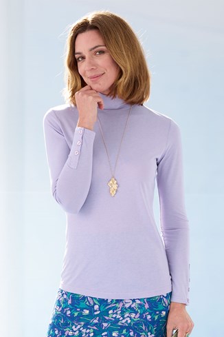 Women's Bamboo Long Sleeve Roll Collar Top