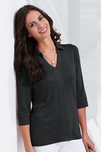 Women's Bamboo-Cotton Collar Top