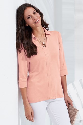 Women's Bamboo-Cotton Collar Top