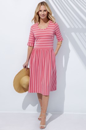 Women's Bamboo-Cotton Striped Dress