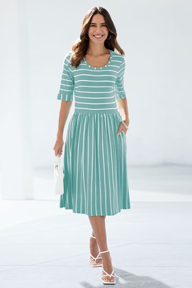 Women's Bamboo-Cotton Striped Dress