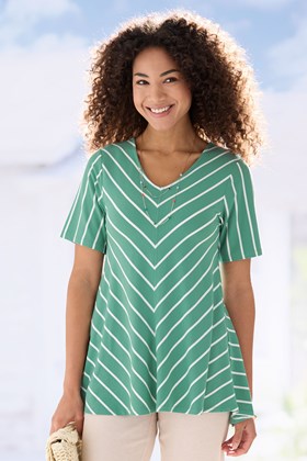 Women’s Bamboo-Cotton Striped Flare Top