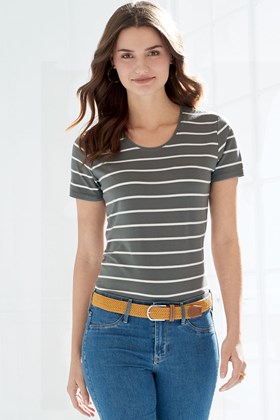 Women's Bamboo-Cotton Striped T-Shirt
