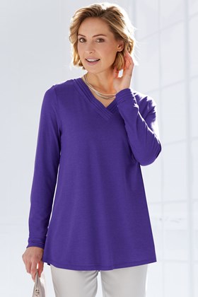 Women’s Bamboo-Cotton V-Neck Flare Top