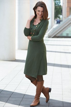 Women's Pure Cotton Knitted Round Neck Dress