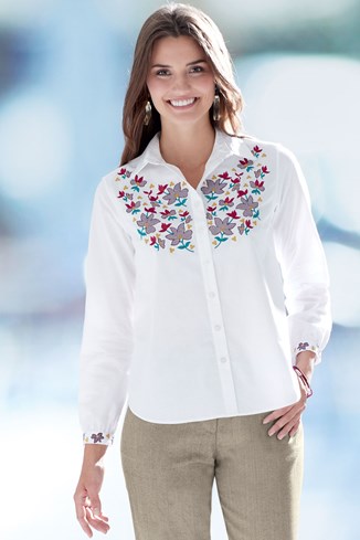 Women's Organic Cotton Embroidered Shirt