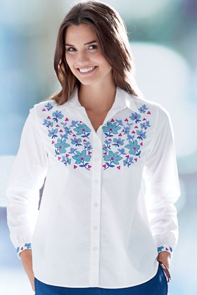 Women's Organic Cotton Embroidered Shirt