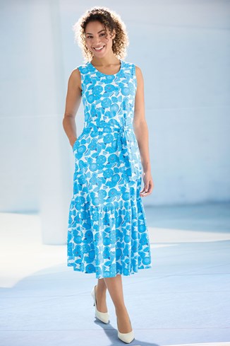 Women's Cotton Jersey Tiered Midi Dress