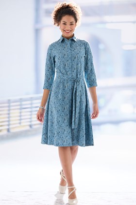 Women's Pure Cotton Printed Shirt Dress