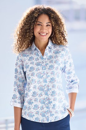 Women's Cotton Three-Quarter Sleeve Shirt