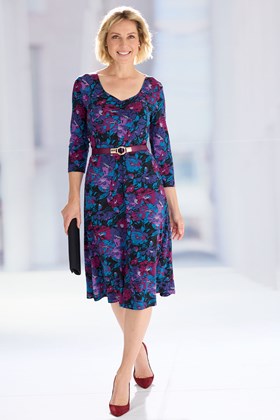 Jersey Dress with Gathered Front