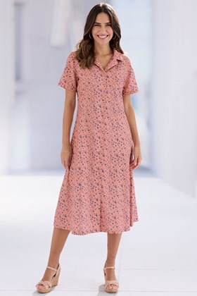 Women’s Cotton Printed Dress with Collar