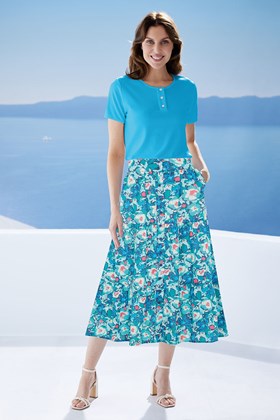 Women’s Cotton Tiered Midi Skirt