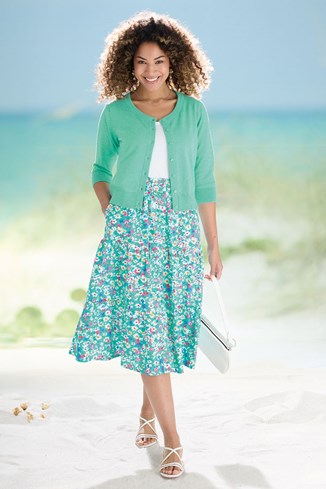 Women’s Cotton Tiered Midi Skirt