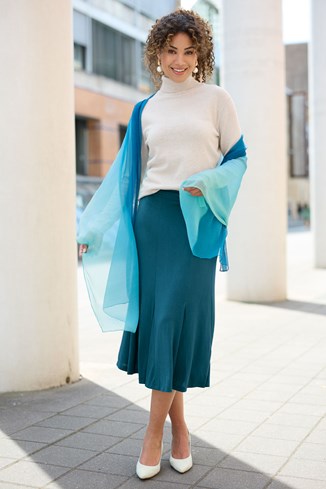Godet Panelled Midi Skirt