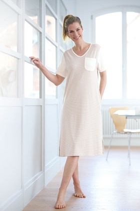 Stripy Short Bamboo Nightdress 
