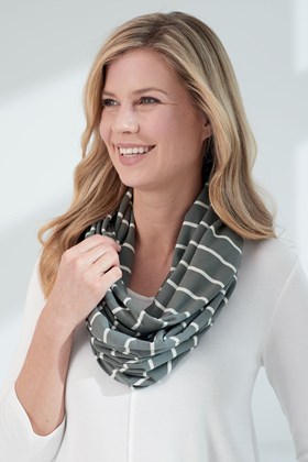 Women's Bamboo-Cotton Striped Snood Scarf