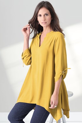 Woven Viscose Flare Tunic Top