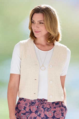 Women's Shorter Length Knitted Waistcoat