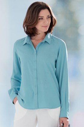 Women's Curved Hemline Fuji Silk Shirt 