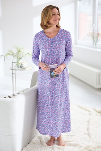 Women's Cotton Jersey Long Sleeve Nightdress