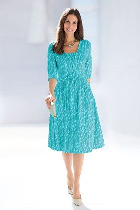 Women's Jersey Dress with Ruched Waistband