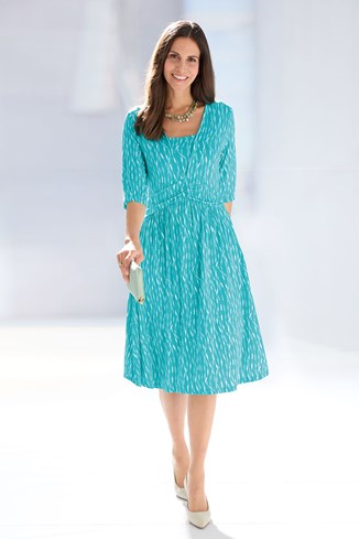 Women's Jersey Dress with Ruched Waistband