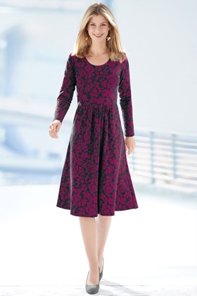 Women's Cotton Jersey Dress with Pleats
