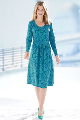 Women's Cotton Jersey Dress with Pleats