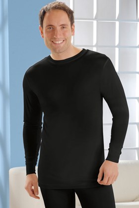Men's Pure Silk Thermal Vest - Long Sleeved Round Neck