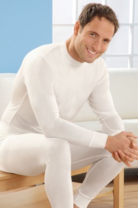 Men's Pure Silk Thermal Vest - Long Sleeved Round Neck