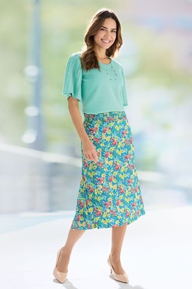 Women's Ruched Waistband Jersey Skirt 