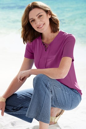 Women's Bamboo-Cotton T-Shirt with Ties
