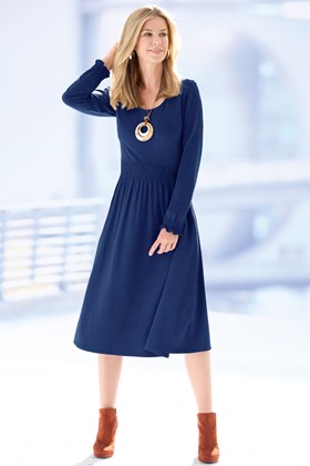 Women’s Bamboo Dress with Ruched Waistband