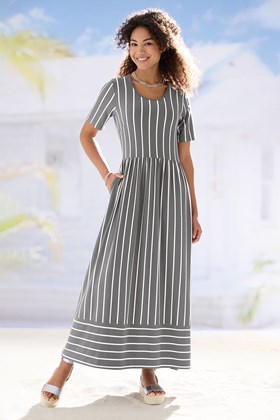 Women’s Bamboo-Cotton Stripe Maxi Dress