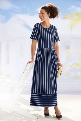 Women’s Bamboo-Cotton Stripe Maxi Dress