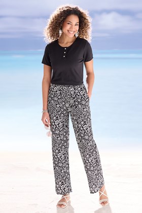 Women's Textured Cotton Trousers