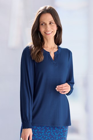 Mandarin Collar Jersey Top