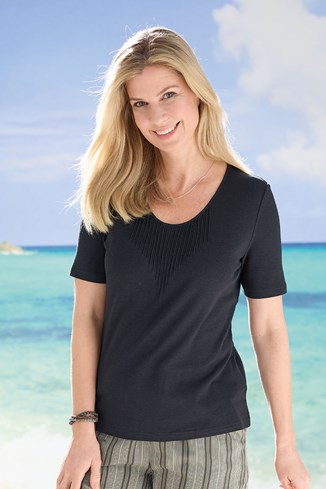 Women’s Bamboo Cotton Pin Tuck T-Shirt
