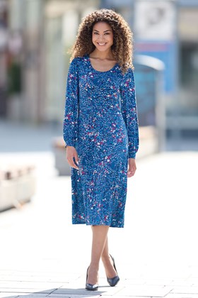 Jersey Dress with Blouson Sleeves