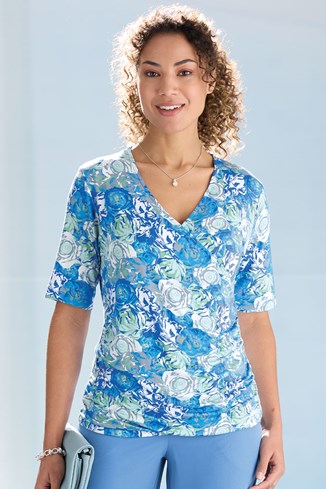 Women's Jersey Faux Wrap Top