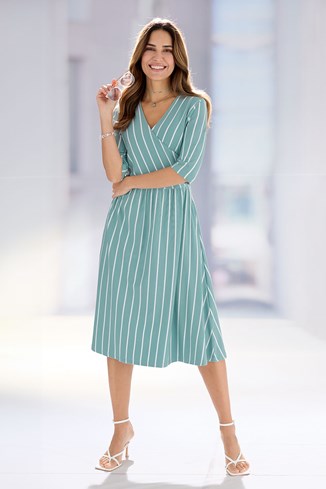 Women's Stripe Fixed Wrap Dress 